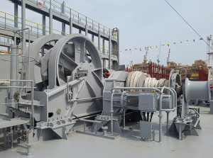 Anchoring and mooring winch from Towimor installed onboard MOL Triumph. Photo: Towimor