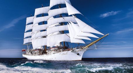 The sailing ship ‘Dar Młodzieży’ sets sail today on a six-month voyage