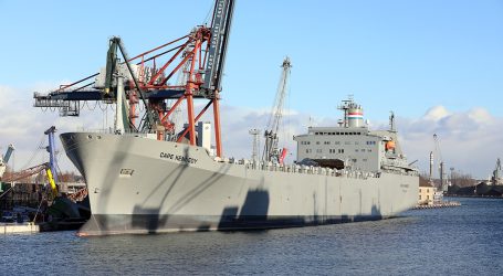 MV Cape Kennedy in Gdansk harbour with cargo of military equipment