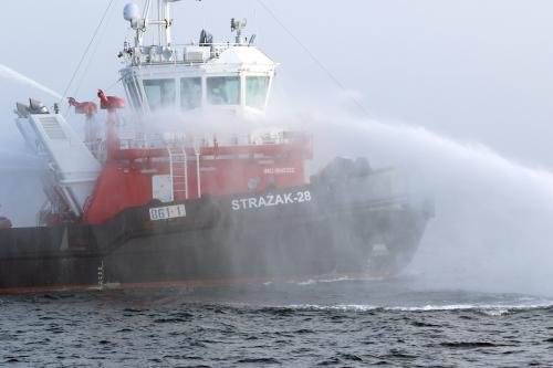 A firefighting vessel built at the Remontowa Shipbuilding SA shipyard