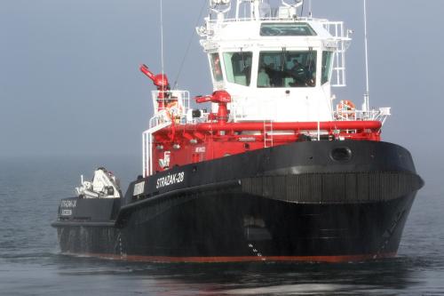 A firefighting vessel built at the Remontowa Shipbuilding SA shipyard