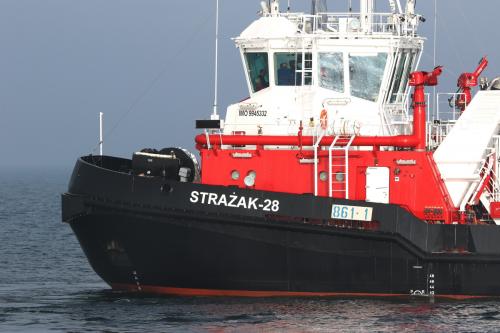 A firefighting vessel built at the Remontowa Shipbuilding SA shipyard