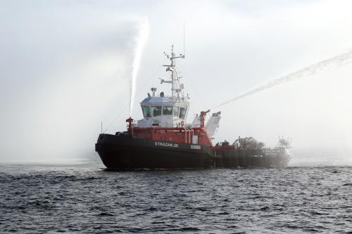 A firefighting vessel built at the Remontowa Shipbuilding SA shipyard